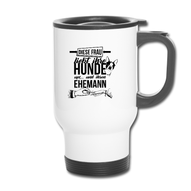 Geschenk für Ehemann Thermobecher - Hund Liebe Frauchen Ehemann Herz