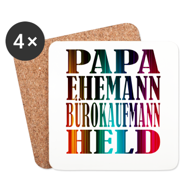 Geschenk für Ehemann Untersetzer - PAPA EHEMANN Bürokaufmann HELD