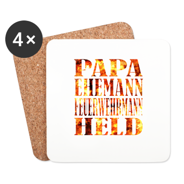 Geschenk für Ehemann Untersetzer - PAPA EHEMANN FEUERWEHRMANN HELD