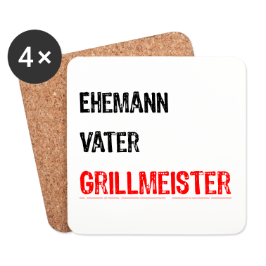 Geschenk für Ehemann Untersetzer - Ehemann Vater Grillmeister schwarz