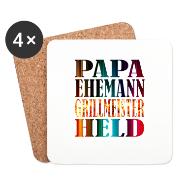 Geschenk für Ehemann Untersetzer - PAPA EHEMANN GRILLMEISTER HELD