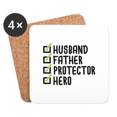 Geschenk für Ehemann Untersetzer - Ehemann Vater Beschützer Held Geschenk für Vatertag