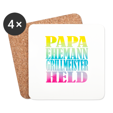Geschenk für Ehemann Untersetzer - PAPA EHEMANN GRILLMEISTER HELD