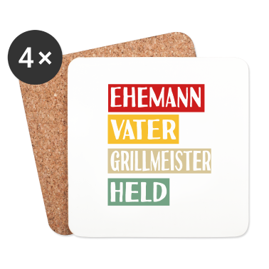 Geschenk für Ehemann Untersetzer - Ehemann Vater Grillmeister Held