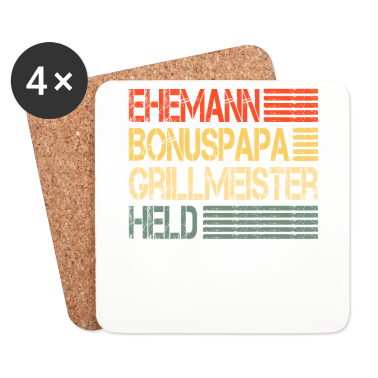 Geschenk für Ehemann Untersetzer - Ehemann Bonuspapa Grillmeister Held