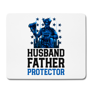 Geschenk für Ehemann Mousepad - Ehemann Vater Beschützer Held Shirt Polizei