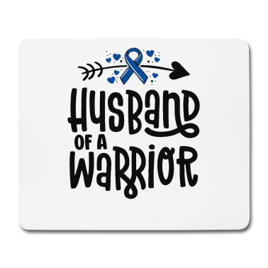 Geschenk für Ehemann Mousepad - Ehemann einer Kriegerfamilie Blue Darmkrebs