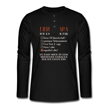 Geburtstagsgeschenk Vater Langarmshirt - Lieber Papa ich danke dir Vatertag Vater der beste