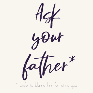 Motiv Fragen Sie Ihren Vater, fragen Sie Ihren Vater