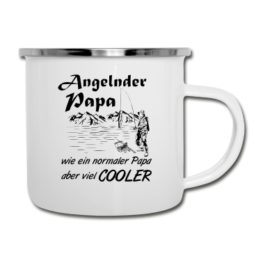 Geburtstagsgeschenk Vater Emaille Tasse - Angeln mit dem Vater - Spruch Geburtstagsgeschenk