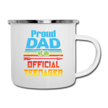 Geburtstagsgeschenk Vater Emaille Tasse - Stolzer Vater eines offiziellen Teenager Geburtstagsgeschenk