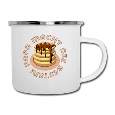 Geburtstagsgeschenk Vater Emaille Tasse - PAPA MACHT DIE BESTEN PFANNKUCHEN PANCAKES VATER