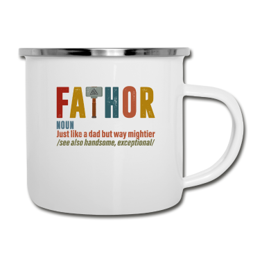 Geburtstagsgeschenk Vater Emaille Tasse - Vater - wie ein Vater, aber viel mächtiger
