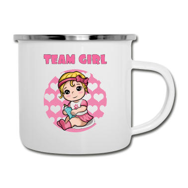 Geburtstagsgeschenk Vater Emaille Tasse - Party Team Süss Pink Mädchen Tochter I Geschenk