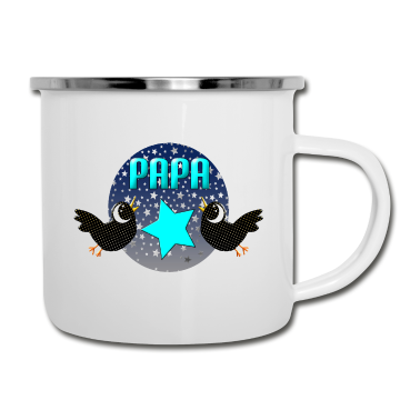 Geburtstagsgeschenk Vater Emaille Tasse - Papa werden Vatertag Familie Sternenhimmel Raben