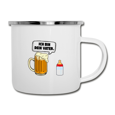 Geburtstagsgeschenk Vater Emaille Tasse - bier ich bin dein vater