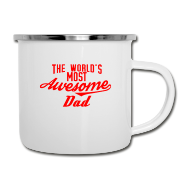 Geburtstagsgeschenk Vater Emaille Tasse - The world's most awesome Dad - rot