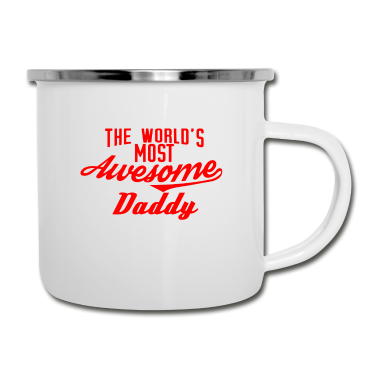 Geburtstagsgeschenk Vater Emaille Tasse - The world's most awesome Daddy - rot