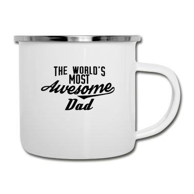 Geburtstagsgeschenk Vater Emaille Tasse - The world's most awesome Dad - schwarz