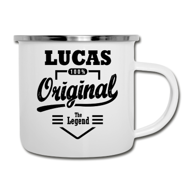Geburtstagsgeschenk Vater Emaille Tasse - Name LUCAS personalisierte Geburtstagsgeschenk Weihnachten