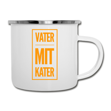 Geburtstagsgeschenk Vater Emaille Tasse - Vater mit Kater