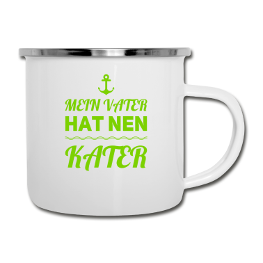 Geburtstagsgeschenk Vater Emaille Tasse - Mein Vater ist ein Katzenfreund