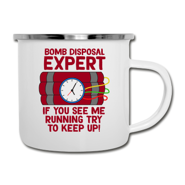 Geburtstagsgeschenk Vater Emaille Tasse - Ehrfürchtiger Experte Tshirt Design Bombenentsorgung Experte
