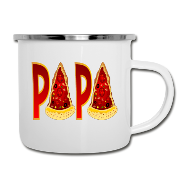 Geburtstagsgeschenk Vater Emaille Tasse - PAPA PIZZA FOODILLUSTRATION FAST FOOD PIZZABÄCKER
