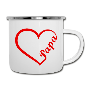 Geburtstagsgeschenk Vater Emaille Tasse - Papa Herz zum Vatertag und als Geburtstagsgeschenk