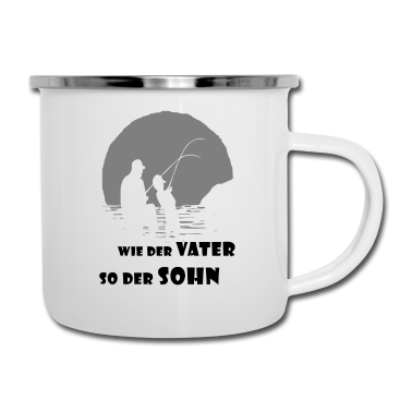 Geburtstagsgeschenk Vater Emaille Tasse - Wie der Vater so der Sohn Angeln Geschenkidee
