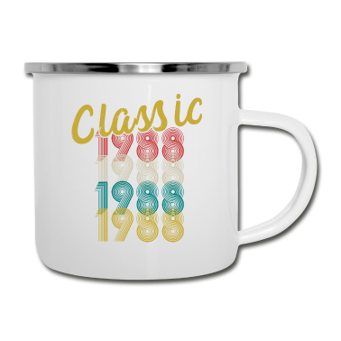Geburtstagsgeschenk Vater Emaille Tasse - Classic Retro Vintage 1988 Geburtstagsgeschenk