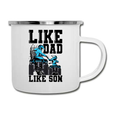 Geburtstagsgeschenk Vater Emaille Tasse - Quad Vater Sohn