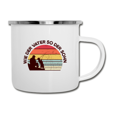 Geburtstagsgeschenk Vater Emaille Tasse - Angler Vater und Sohn