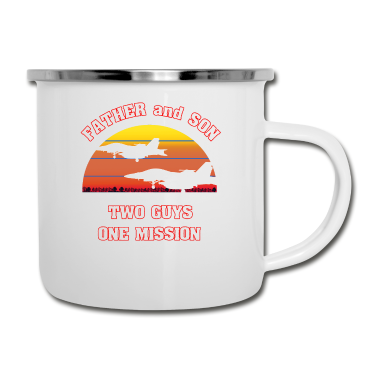 Geburtstagsgeschenk Vater Emaille Tasse - Kampfjet Vater & Sohn Düsenflieger Geschenk Vater