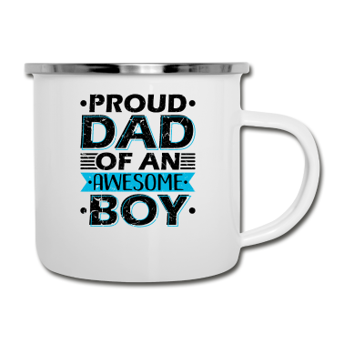 Geburtstagsgeschenk Vater Emaille Tasse - PROUD DAD OF AN AWESOME BOY Geburtstagsgeschenk