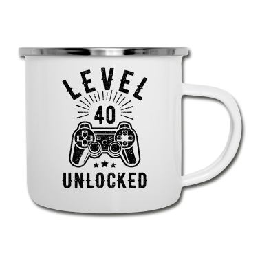 Geburtstagsgeschenk Vater Emaille Tasse - 40. Geburtstag Geburtstagsgeschenk Gamer 40 Jahre