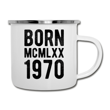 Geburtstagsgeschenk Vater Emaille Tasse - Born MCMLXX 1970 schwarz Geburtstagsgeschenk