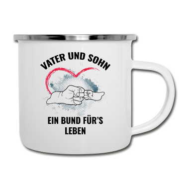 Geburtstagsgeschenk Vater Emaille Tasse - Vater und Sohn Vatertag