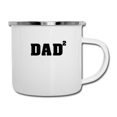 Geburtstagsgeschenk Vater Emaille Tasse - Vater Hoch 2 Vater² von zwei Kindern Papa Daddy
