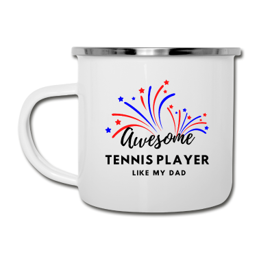 Geburtstagsgeschenk Vater Emaille Tasse - Ehrfürchtig Tennisspieler. Wie mein Vater