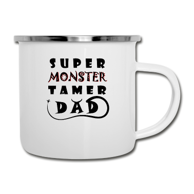 Geburtstagsgeschenk Vater Emaille Tasse - Superheld Vater Monstervertreiber
