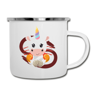 Geburtstagsgeschenk Vater Emaille Tasse - Einhorn Horoskop Krebs Geburtstagsgeschenk Idee
