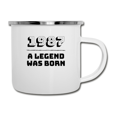 Geburtstagsgeschenk Vater Emaille Tasse - 1987 A Legend Was Born - Geburtsjahr Geburtstagsgeschenk