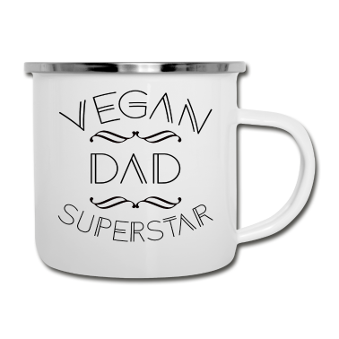 Geburtstagsgeschenk Vater Emaille Tasse - FUNNY VEGAN DAD SUPERSTAR VEGETARISCHER PAPA GIFT