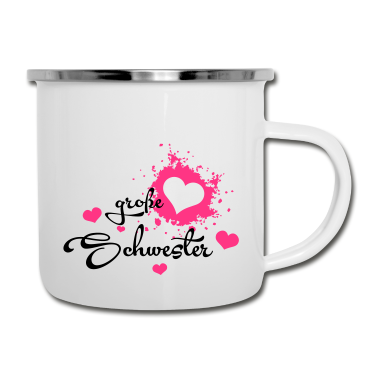 Geburtstagsgeschenk Vater Emaille Tasse - Große Schwester - Bestes Geburtstagsgeschenk