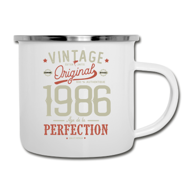 Geburtstagsgeschenk Vater Emaille Tasse - Alter Perfektion 1986 Humor Geburtstagsgeschenk