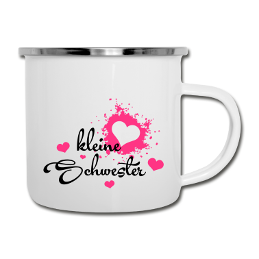 Geburtstagsgeschenk Vater Emaille Tasse - Kleine Schwester - Bestes Geburtstagsgeschenk