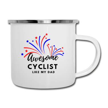 Geburtstagsgeschenk Vater Emaille Tasse - Ehrfürchtig Radfahrer. Wie mein Vater.