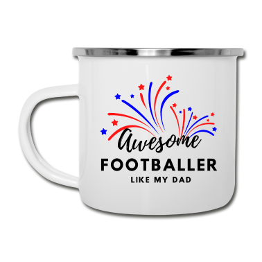 Geburtstagsgeschenk Vater Emaille Tasse - Ehrfürchtig Fußballer. Wie mein Vater