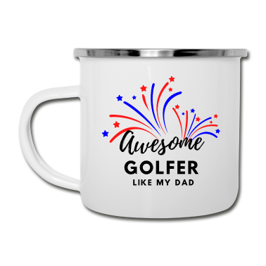 Geburtstagsgeschenk Vater Emaille Tasse - Ehrfürchtig Golfer. Wie mein Vater.
